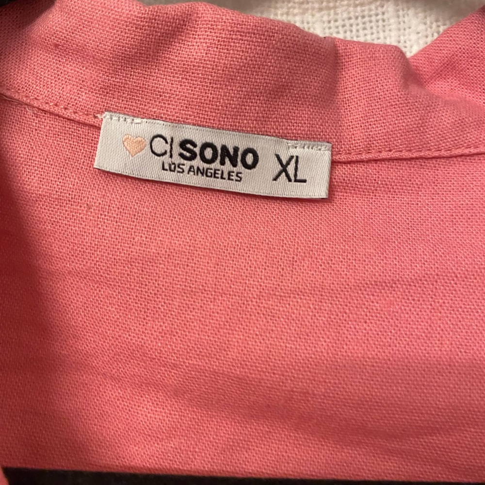 Pink Crop Button Down - Picture 2 of 3
